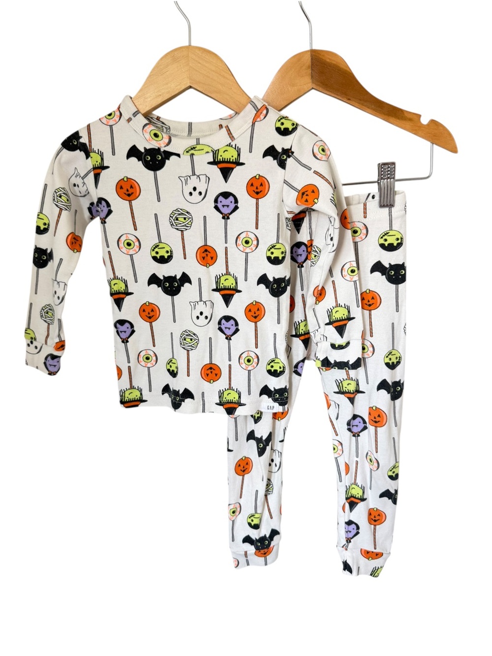 GAP White Halloween Lollipop & Character Pajama Set 2T